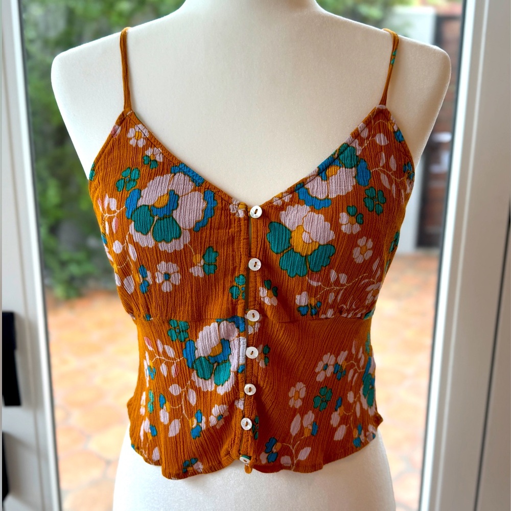 Floral Button-Up Camisole in Orange